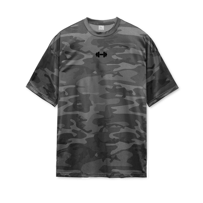 Muscle Tee Workout - 迷彩通気性速乾ルーズシャツメンズカジュアル半袖ジョギング Tシャツジムフィットネスボディービル筋肉服