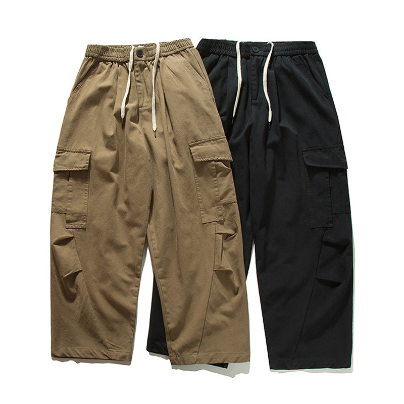Men'S Fashion Trousers - 男性ストリートファッションヴィンテージルーズカジュアルワイドレッグビッグポケットカーゴだぶだぶのパンツシティボーイオーバーサイズ純粋な綿のズボン