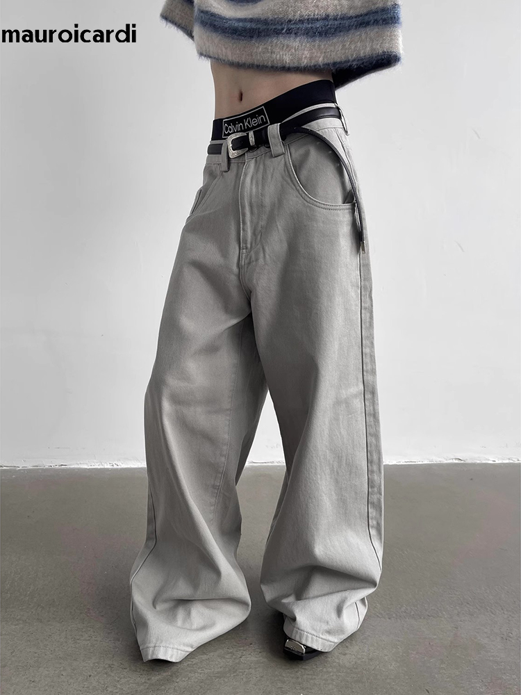Mens Fashion Dark Grey Pants - マロウicardi-flowy baggyワイドパンツ、男性用、カジュアルダークブラウンパンツ、床の長さのファッション衣類、grey、秋、2023
