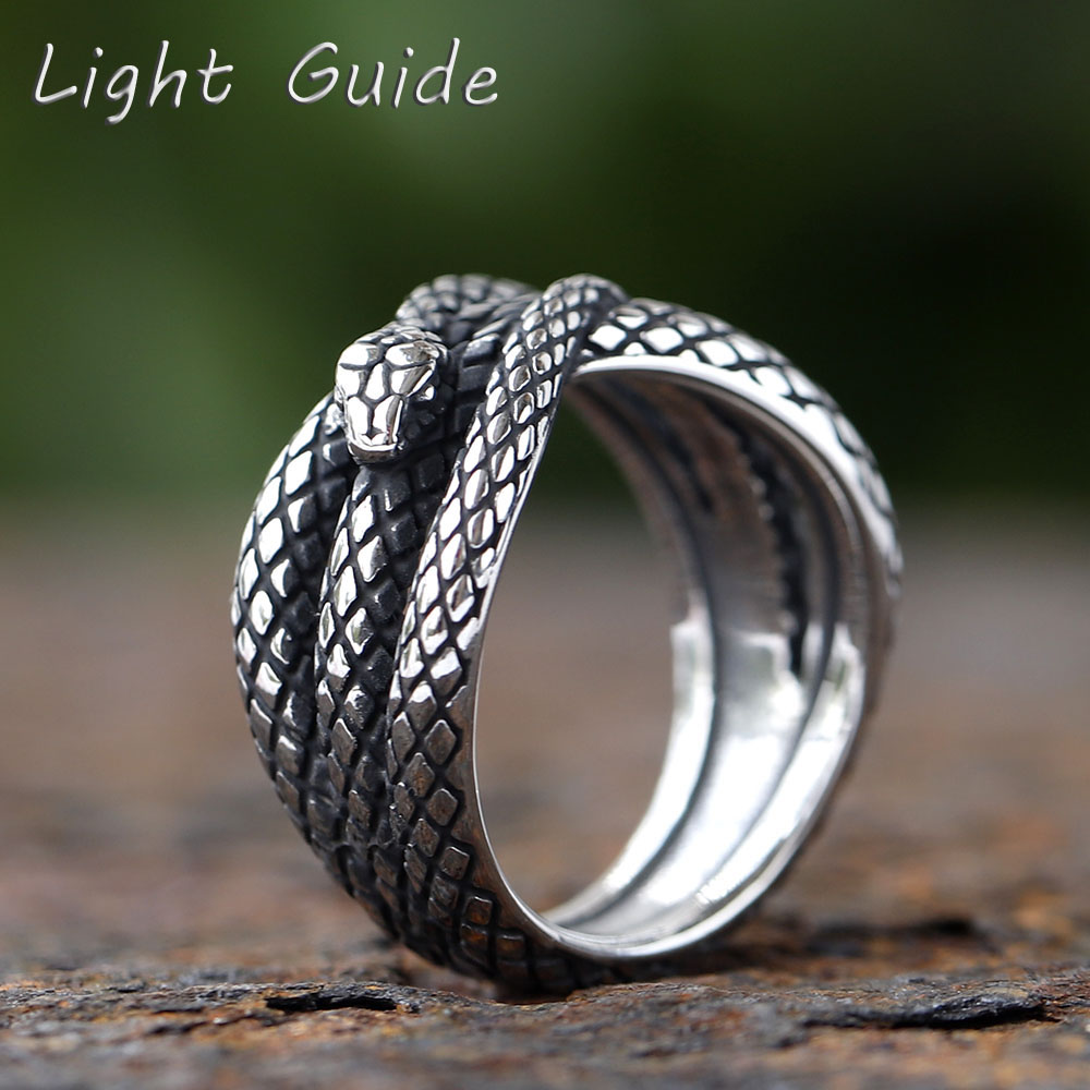 Men'S Fashion Guide - 2024 新しい良い詳細メンズパンクロックファッションリング 3D スネークゴシックスタイル 316L ステンレス鋼バイカーアネル映画ジュエリー
