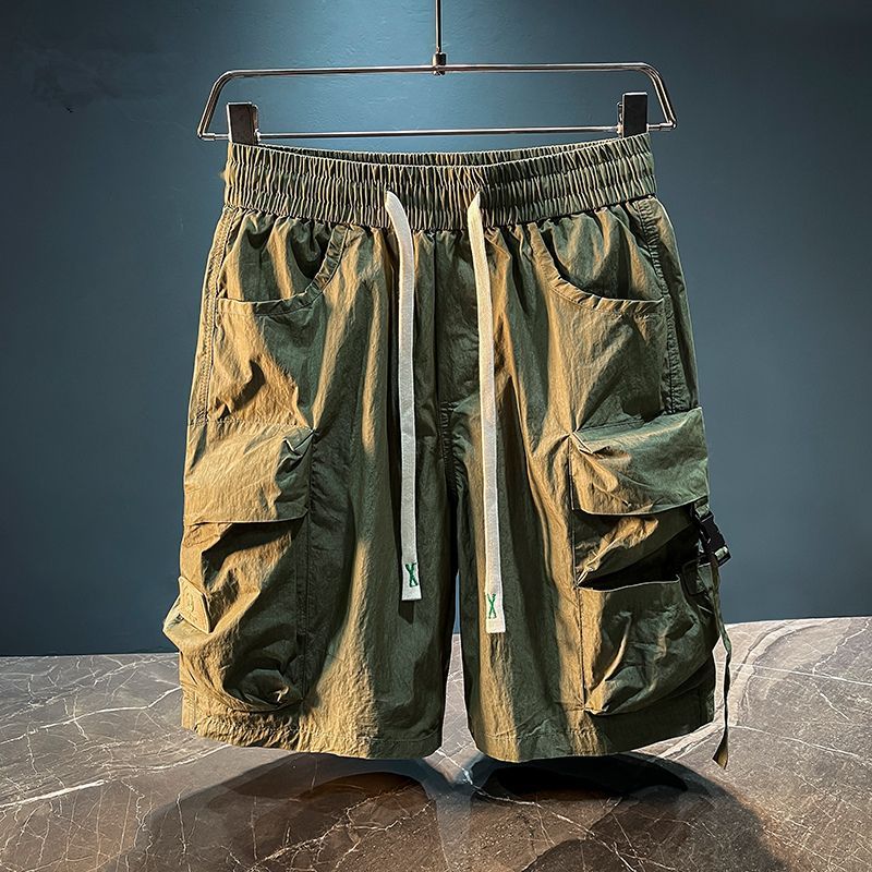 Mens Fashion Summer 2025 - メンズバミューダカーゴショーツソリッド弾性ウエストすぐにドローストリング男性ショートパンツダメージ加工新 2025 ファッションジョルト