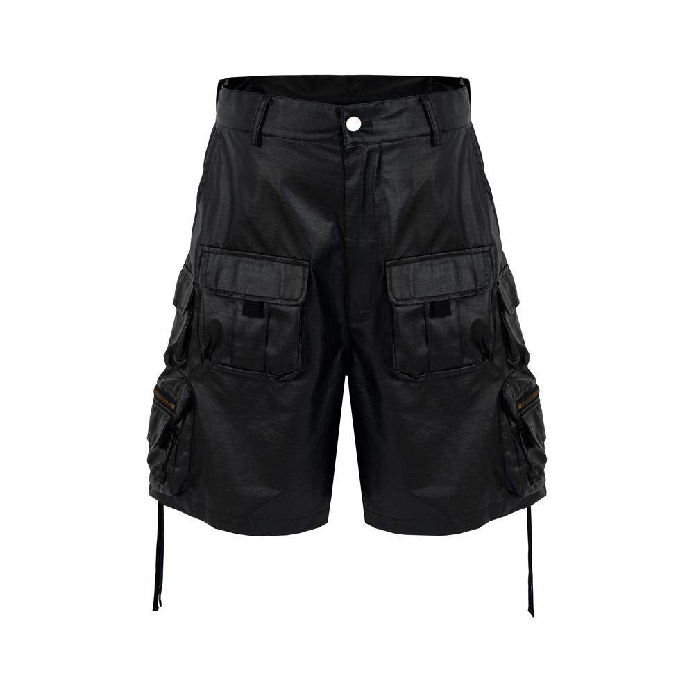 Mens Fashion Dark Grey Pants - 2026 夏黒ダークグレーショーツ男性ヒップホップショーツダブルジッパーストリートファッションショートパンツ