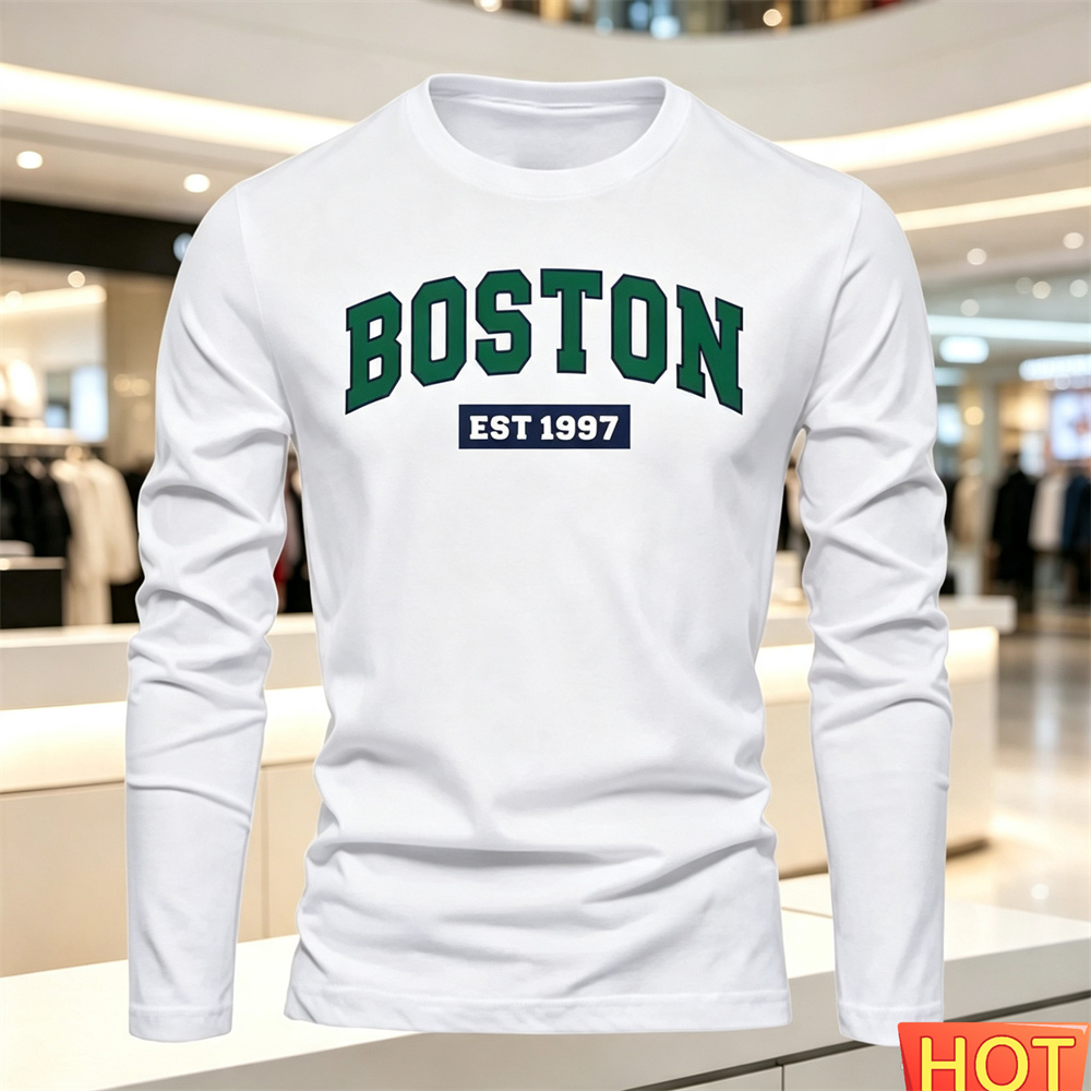 Men'S Fashion Designer - 秋夏メンズ長袖 Tシャツレターパターンラウンドネック Tシャツ多用途 Tシャツファッション男性 y2k 服ルーズトップス