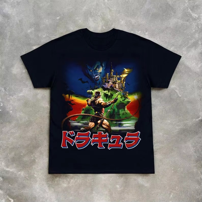 Men'S Fashion From The 80S - 悪魔城ドラキュラ NES コナミ 80 年代レトロ Tシャツパターン