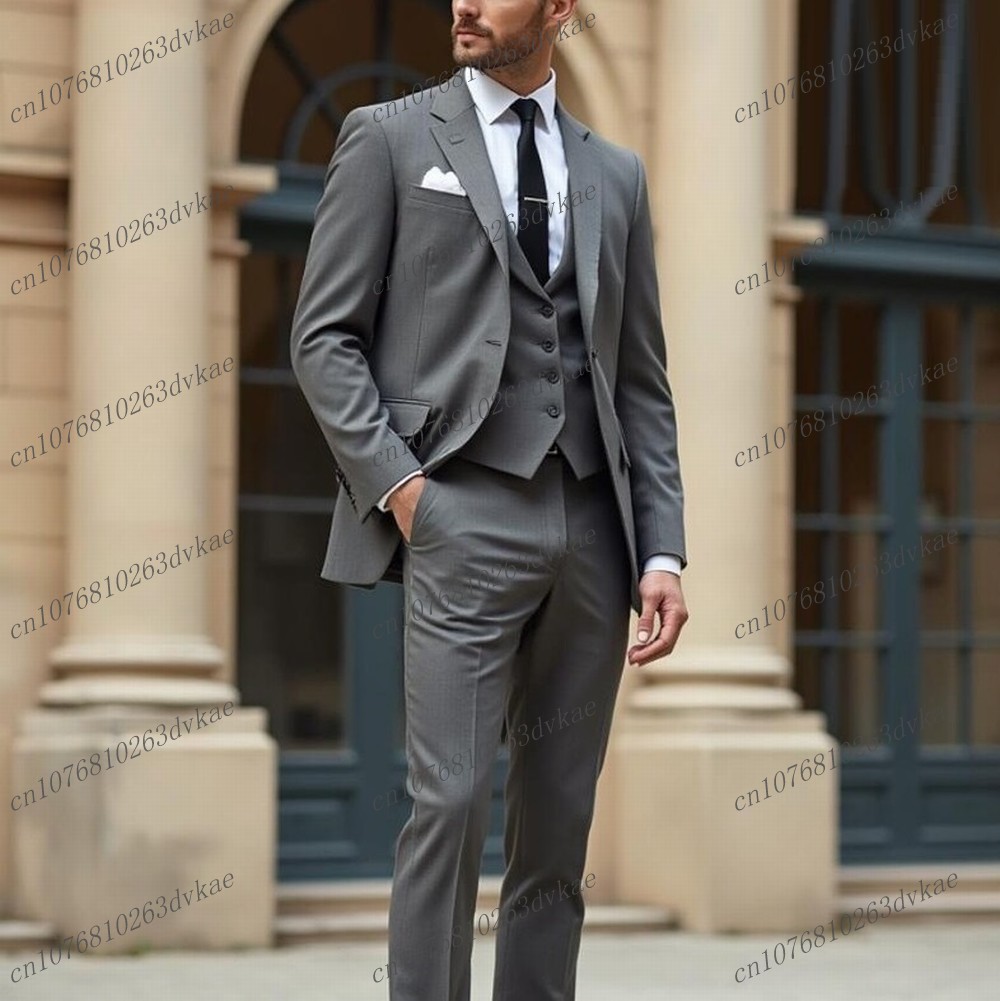 Mens Fashion Dark Grey Pants - 新作ファッション ダークグレー フォーマル メンズスーツ 結婚式 パーティー