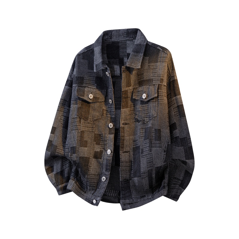 Mens Fashion Denim Jacket - 2026年春 メンズ ウォッシュドデニムジャケット メンズ レトログリッドジャケット 男性