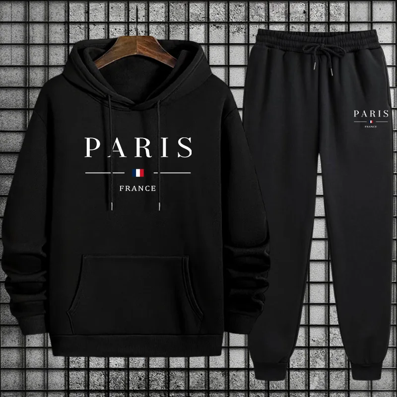 Men'S Fashion Paris 2025 - 2025年秋冬メンズストリートスタイルトラックスーツ 最新パリファッション オーバーサイズフーディーとバギースウェットパンツ アーバンヒップホップファッション