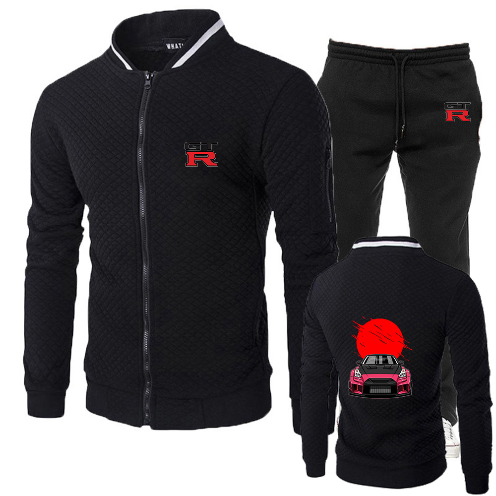 Men'S Fashion Trousers - 頭文字D GTR R35 プリント 2026 春秋メンズ新作ファッションストリートポケットジッパーベースボールジャケットカジュアルパンツスーツ