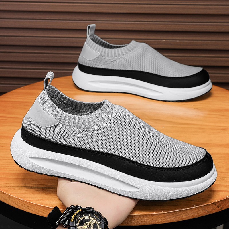 Casual Sneakers Men - 2025年新作 メンズシューズ 通気性メッシュ キャンバスシューズ ファッション 伸縮性ソックス