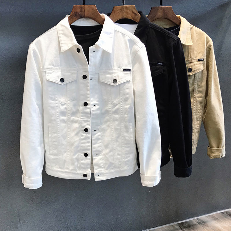 Mens Fashion Denim Jacket - 春秋メンズデニムジャケットシングルブレスト長袖無地ジャケットアメリカンカジュアルファッション男性コート