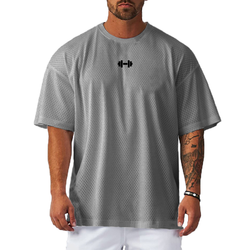 Muscle Tee Workout - メンズ半袖ルーズフィットTシャツ,速乾性シャツ,ボディービル,通気性のあるクールなメッシュウェア,フィットネス,トレーニング,筋肉,特大