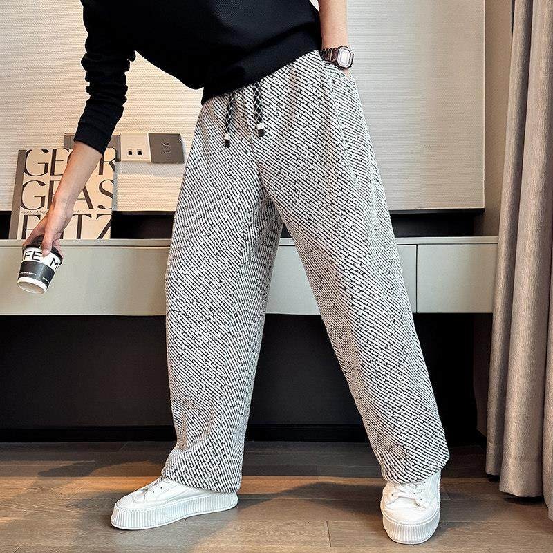 Mens Fashion Dark Grey Pants - 2026 メンズクールカジュアルパンツ秋韓国スタイルハイストリートファッションスウェットパンツダークグレー黒白ズボン男性服