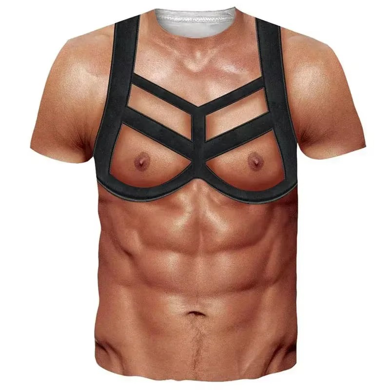 Muscle Tee Workout - 2026 面白い筋肉ボディ 3D プリント Tシャツデザイナー服半袖ストリートウェアユニセックストップ Tシャツ醜いパロディーパーティーコスチューム