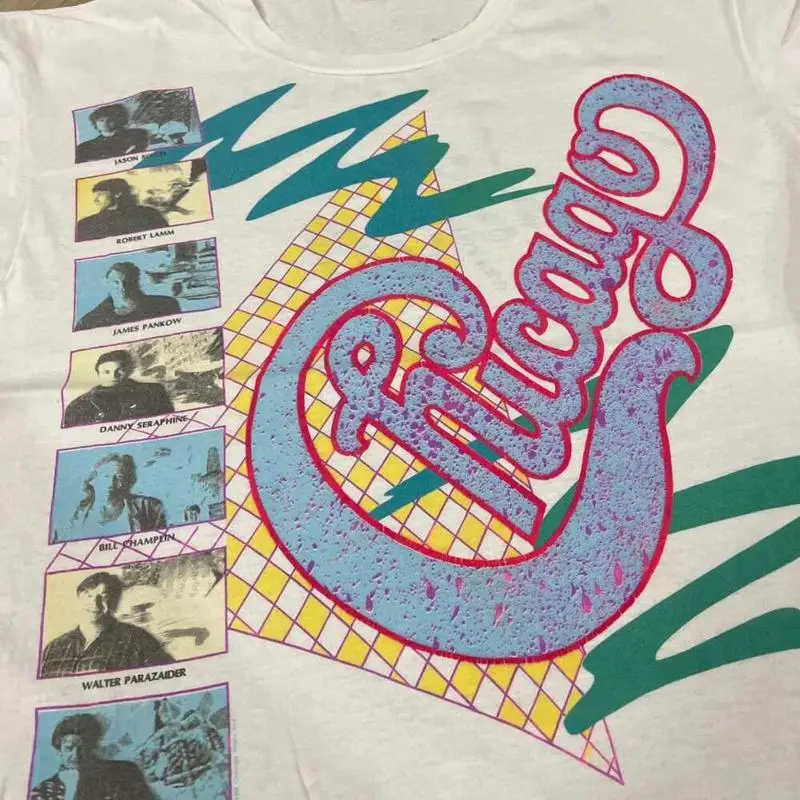 Men'S Fashion From The 80S - VTG 80S シカゴバンド 半袖 コットン ホワイト