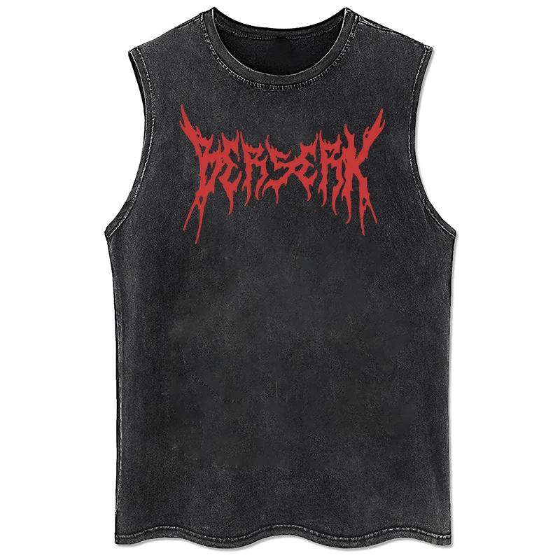 Muscle Tee Workout - 夏のメンズレトロプリントウォッシュドコットンベスト、筋肉質体型向けノースリーブワークアウトTシャツ、ファッショナブルなランニングビーチルーズカットオフTシャツ