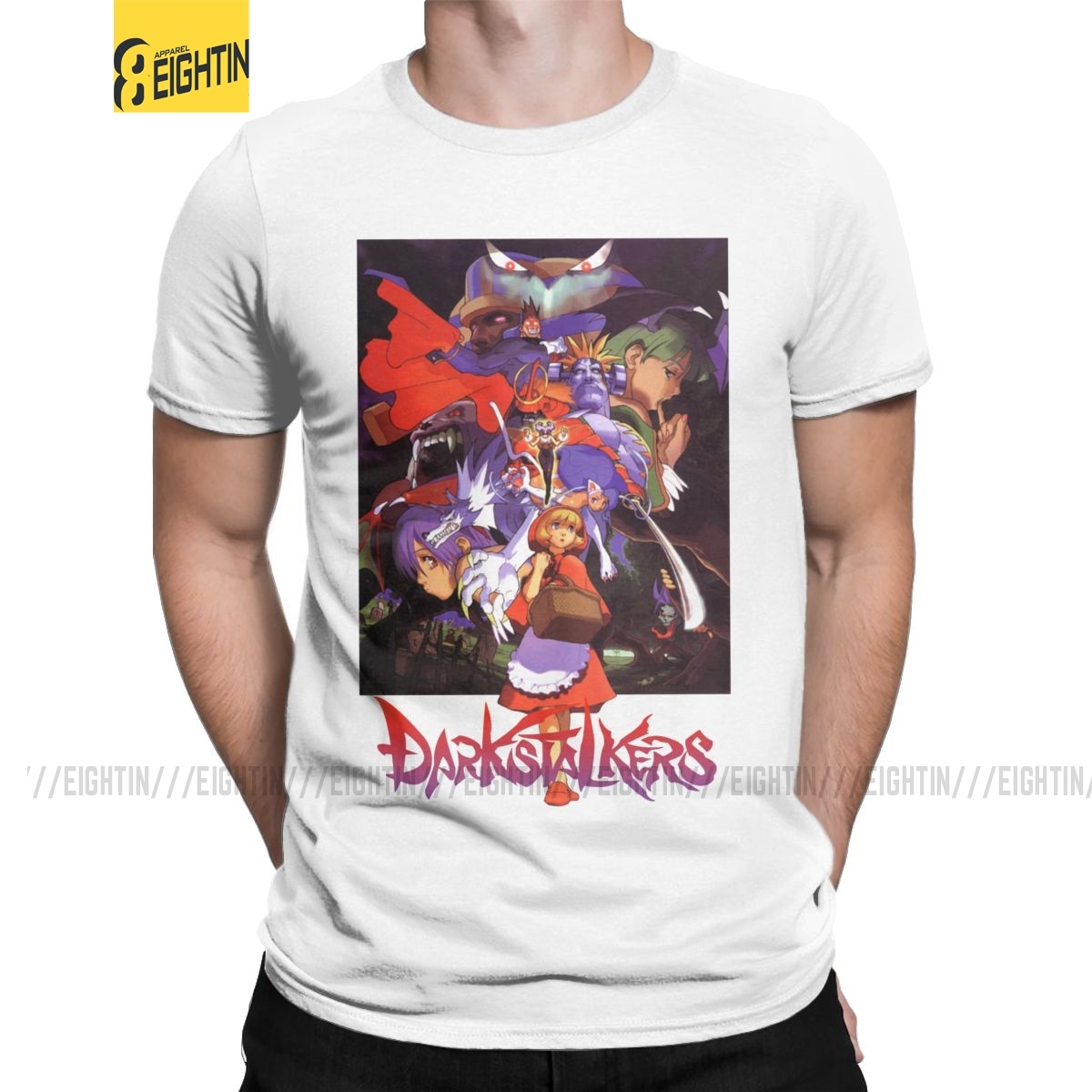 Men'S Fashion From The 80S - Darkstalkersヴァンパイアセイヴァーtシャツメンズコットンtシャツmorriganゲームアニメaensland 80sコウモリtシャツ半袖プラスサイズ