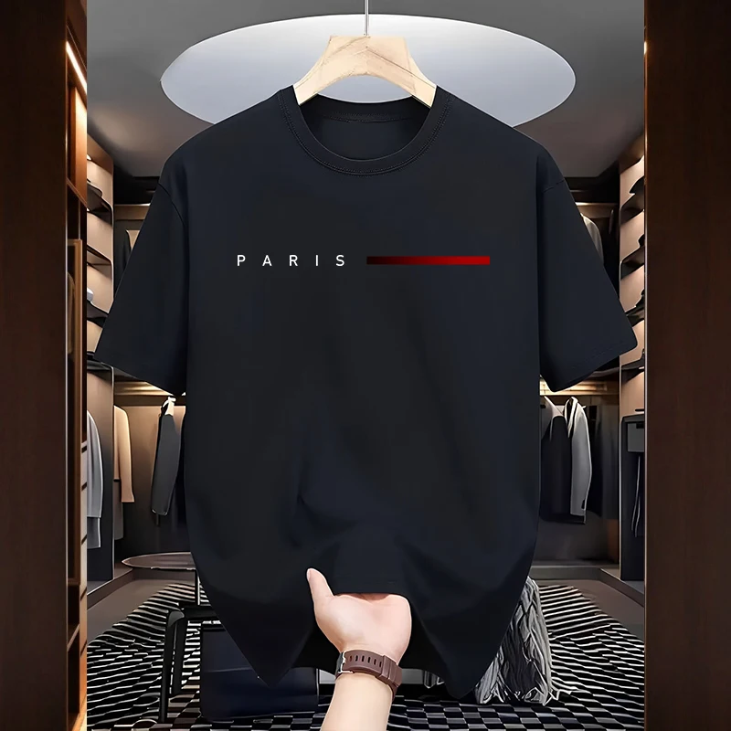 Men'S Fashion Paris 2025 - パリファッション Tシャツ男性のための高品質綿 100% O ネック半袖トップホームアウトドアカジュアルソフト Tシャツ