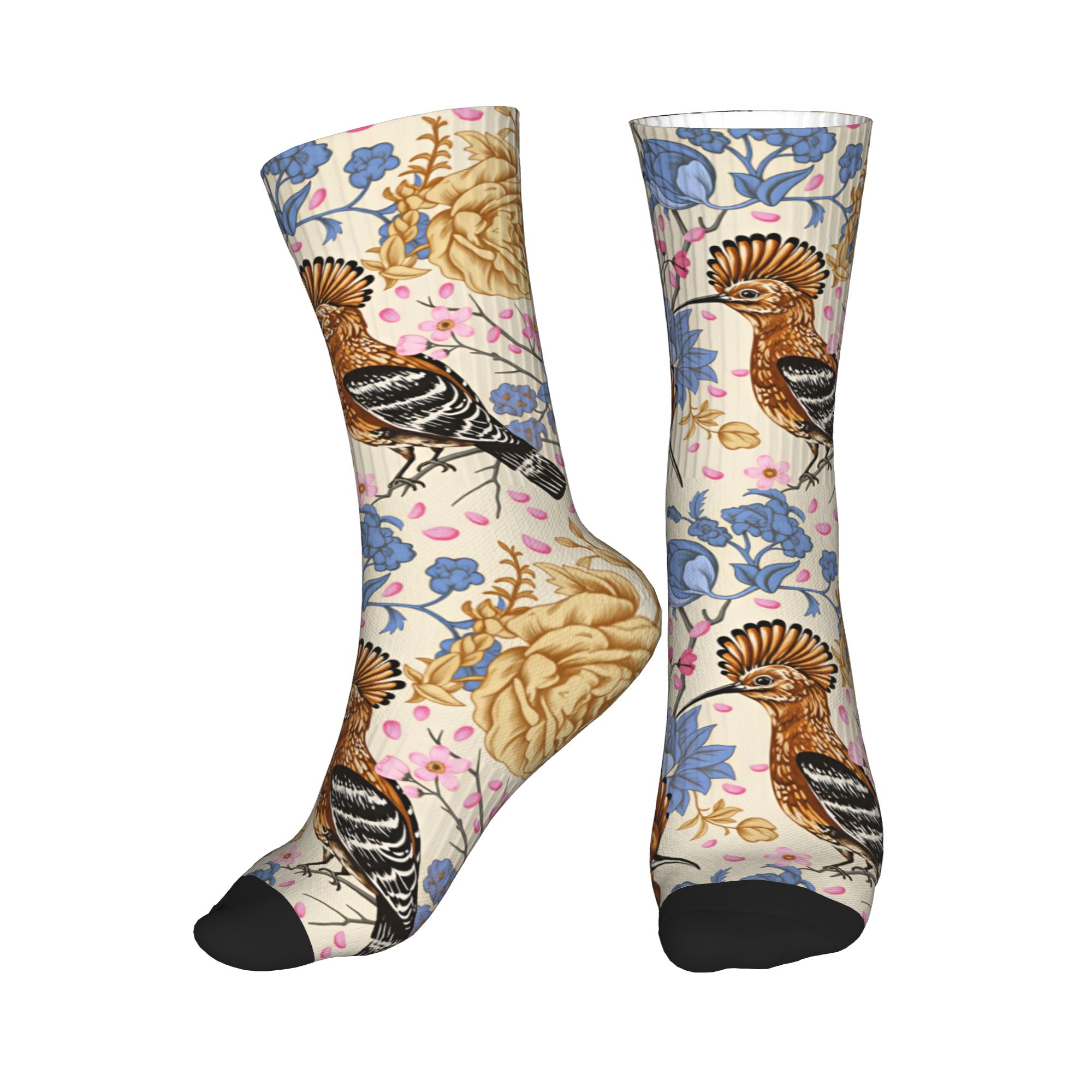 Men Fashion Vintage - ホープーバード ブルーピオニー ヴィンテージ花柄ドレスソックス メンズ レディース 暖かいファッション