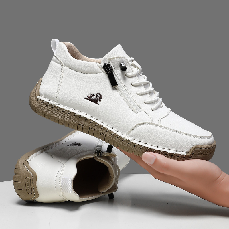 Casual Sneakers Men - 女性用スニーカー手作りレザーカジュアルシューズアウトドアソフトスポーツシューズ男性用クラシック滑り止めレザーシューズ Zapatos De Mujer