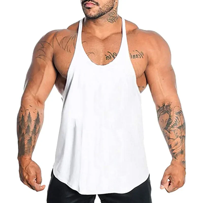 男性用ノースリーブランニングベスト、ジムシングレット、サスペ - Muscle Tee Workout のレビューと価格
