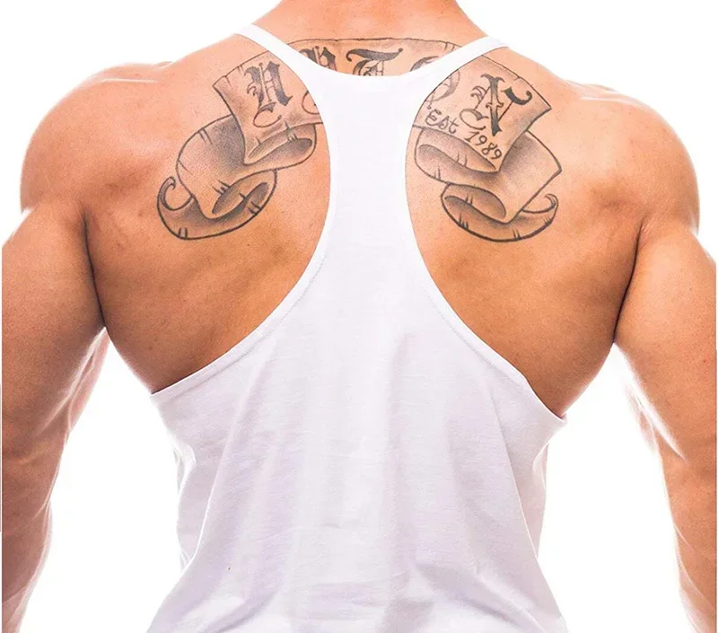 男性用ノースリーブランニングベスト、ジムシングレット、サスペ - Muscle Tee Workout のレビューと価格