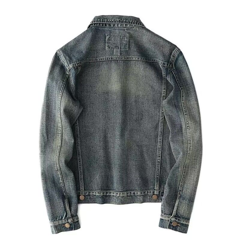 秋と春の新作ファッション無地アメリカンヴィンテージストレート - Mens Fashion Denim Jacket のレビューと価格