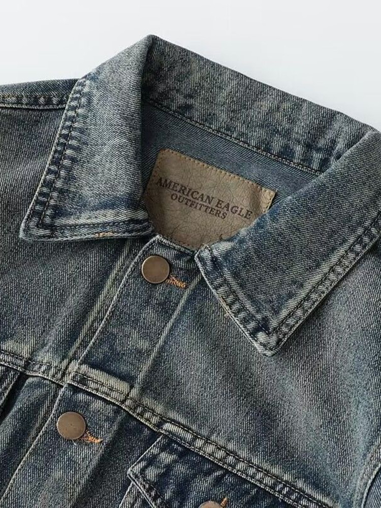 秋と春の新作ファッション無地アメリカンヴィンテージストレート - Mens Fashion Denim Jacket のレビューと価格