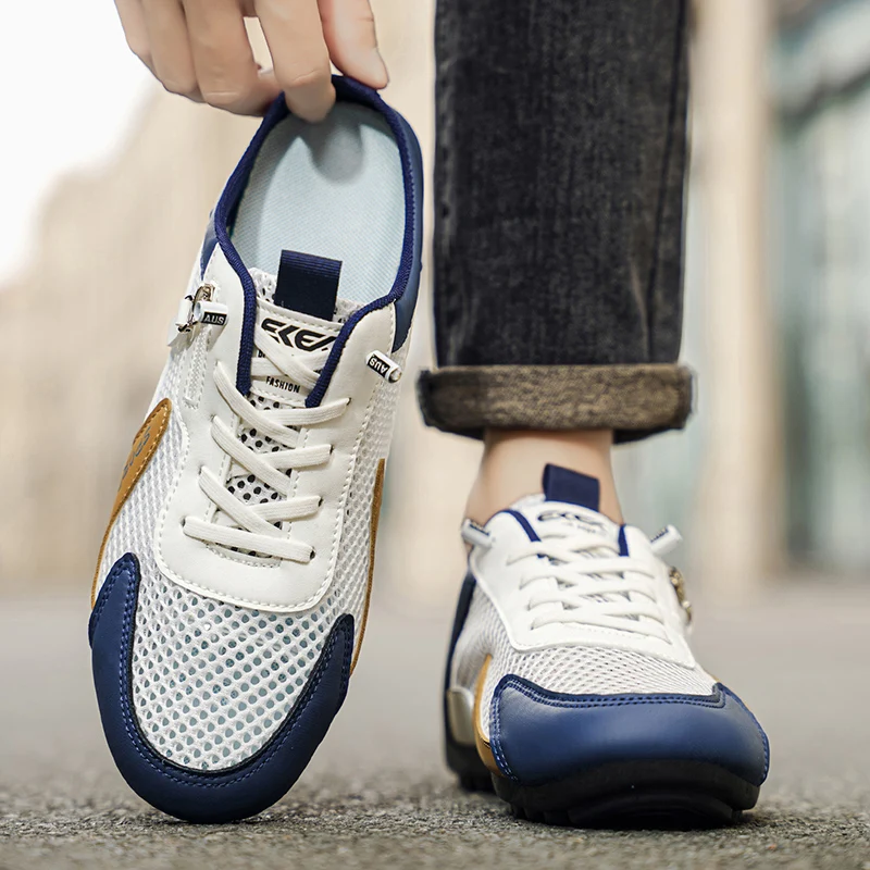夏用スリッパ男性用トレンディな平底通気性カジュアル屋内屋外ウ - Casual Sneakers Men のレビューと価格