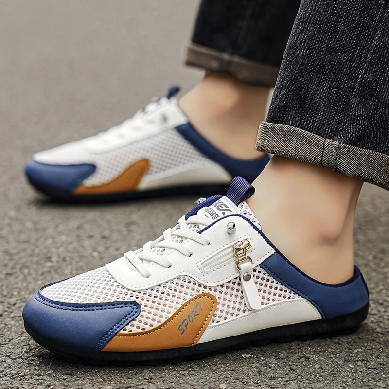 夏用スリッパ男性用トレンディな平底通気性カジュアル屋内屋外ウ - Casual Sneakers Men のレビューと価格