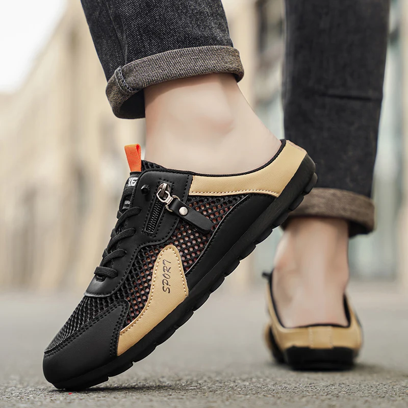 夏用スリッパ男性用トレンディな平底通気性カジュアル屋内屋外ウ - Casual Sneakers Men のレビューと価格