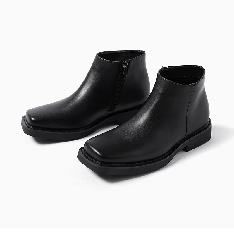 黒の新ファッション男性カジュアル革靴秋冬ドレスアンクルブーツ - Men'S Fashion Old Money のレビューと価格