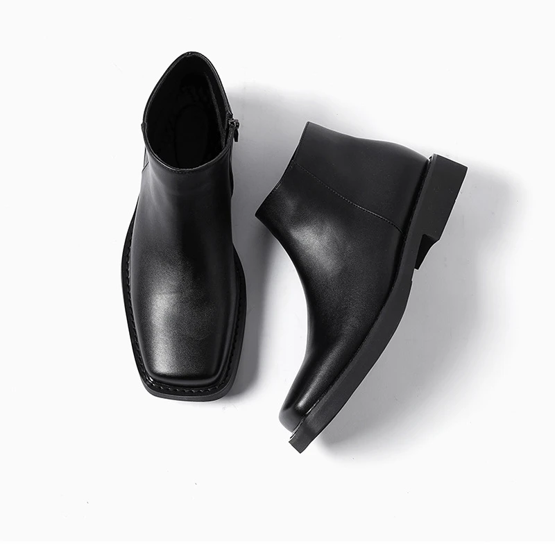 黒の新ファッション男性カジュアル革靴秋冬ドレスアンクルブーツ - Men'S Fashion Old Money のレビューと価格