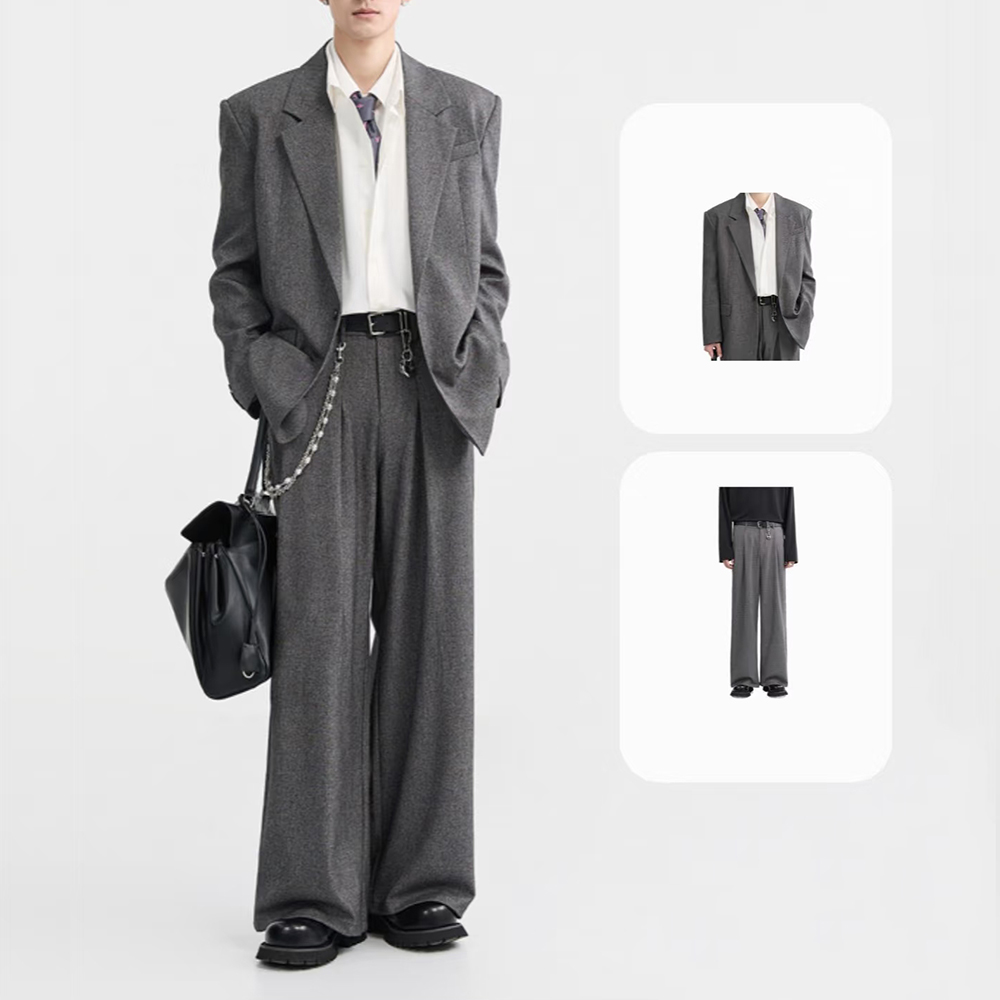 ファッションダークグレールーズメンズツーピーススーツノッチド - Mens Fashion Dark Grey Pants のレビューと価格