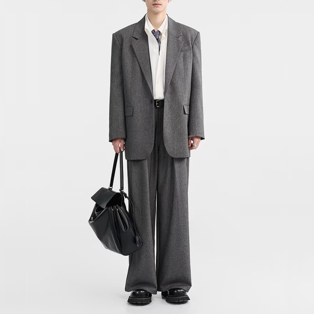 ファッションダークグレールーズメンズツーピーススーツノッチド - Mens Fashion Dark Grey Pants のレビューと価格