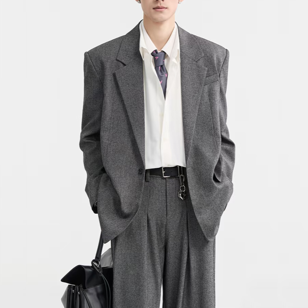 ファッションダークグレールーズメンズツーピーススーツノッチド - Mens Fashion Dark Grey Pants のレビューと価格