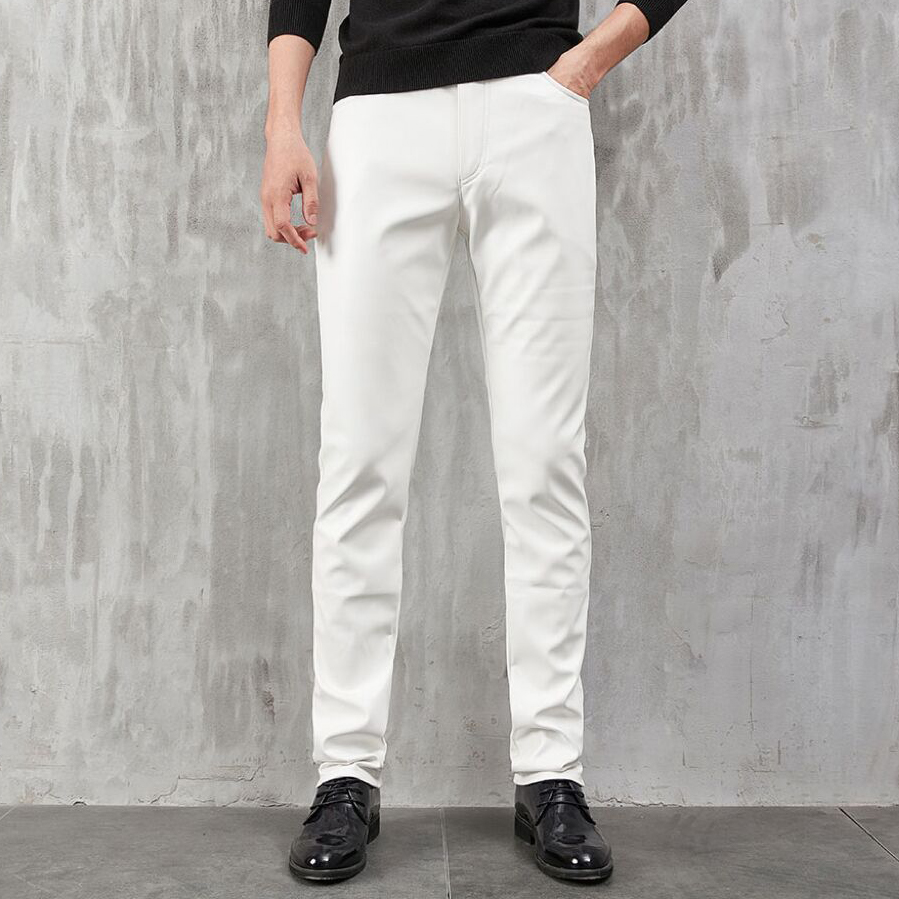 男性用スリムパンツ,PUレザー,伸縮性,ファッショナブル,デ - Men'S Fashion Trousers のレビューと価格