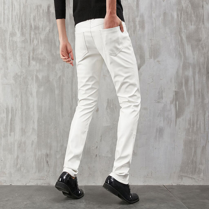 男性用スリムパンツ,PUレザー,伸縮性,ファッショナブル,デ - Men'S Fashion Trousers のレビューと価格