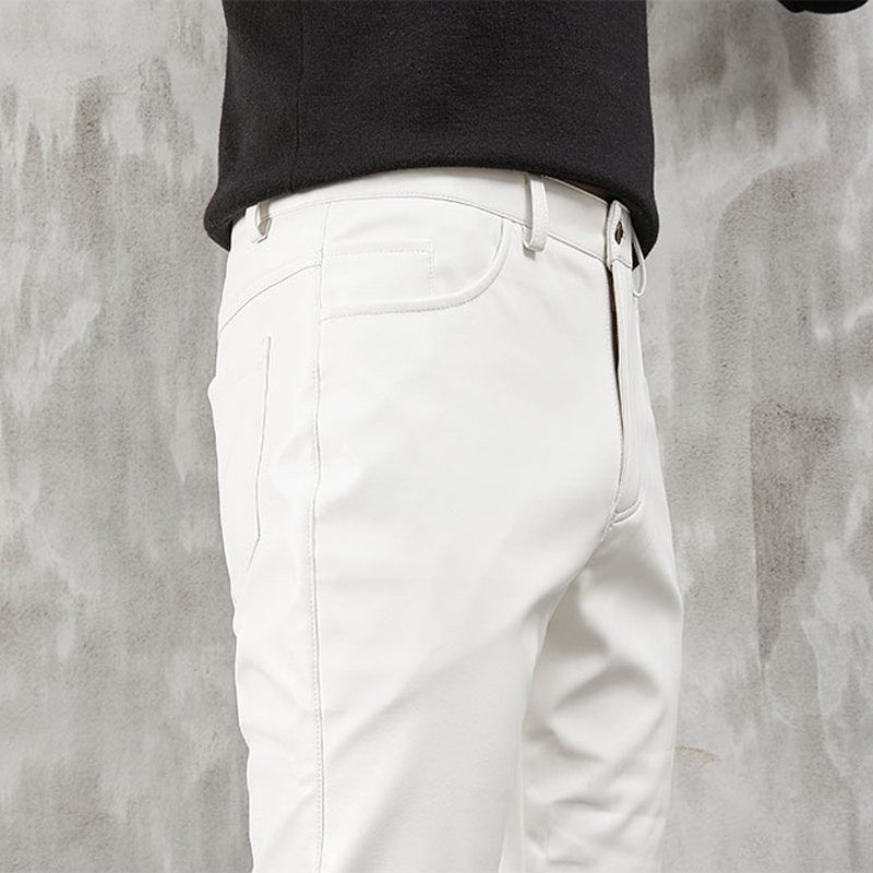 男性用スリムパンツ,PUレザー,伸縮性,ファッショナブル,デ - Men'S Fashion Trousers のレビューと価格