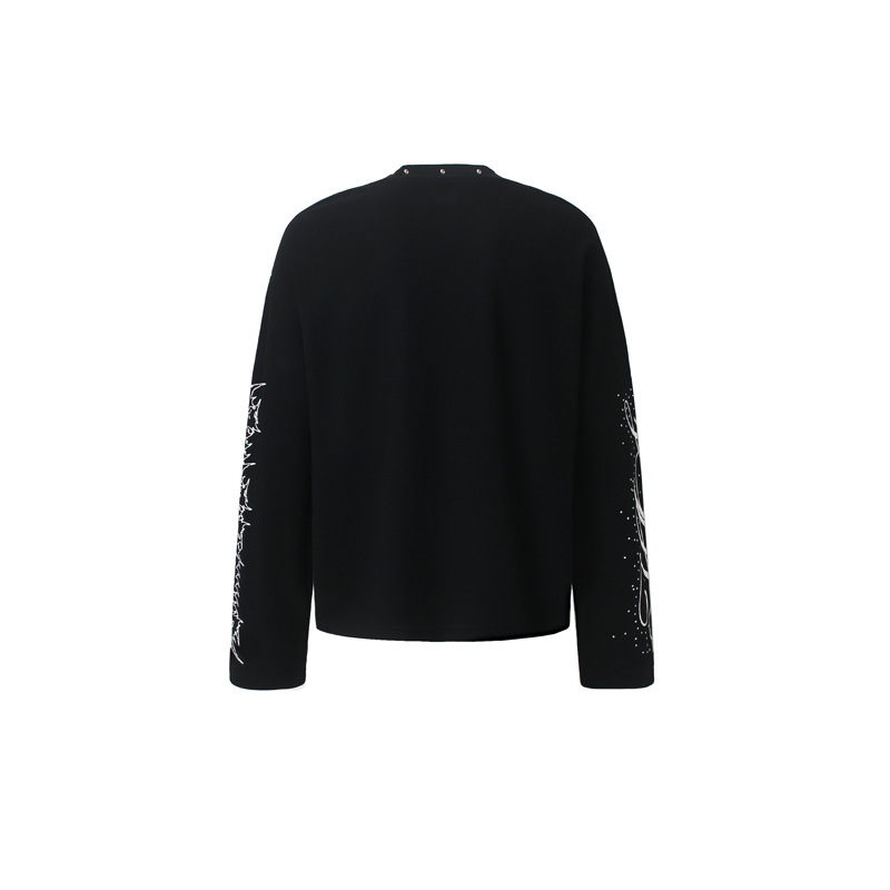 メンズハイストリートグラフィティTシャツ、リベット付き、ファ - Men Fashion Vintage のレビューと価格