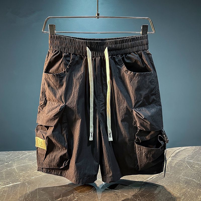 メンズバミューダカーゴショーツソリッド弾性ウエストすぐにドロ - Mens Fashion Summer 2025 のレビューと価格