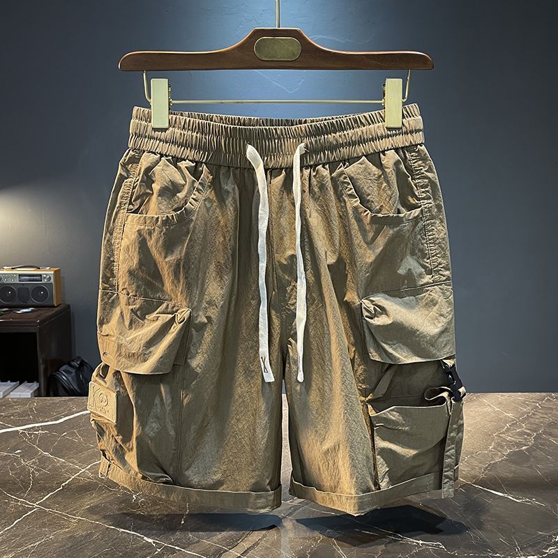 メンズバミューダカーゴショーツソリッド弾性ウエストすぐにドロ - Mens Fashion Summer 2025 のレビューと価格