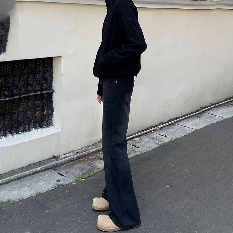メンズ ブラック ソリッドカラー ストレート シンプル ベー - Men'S Fashion Jeans And Boots のレビューと価格