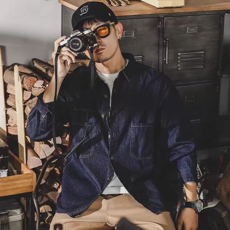 メンズアメリカンレトロデニムジャケット長袖ルーズフィットカジ - Mens Fashion Denim Jacket のレビューと価格