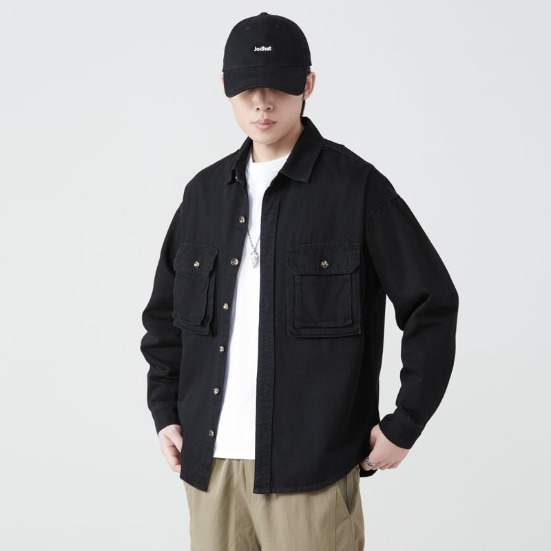 純粋な綿ツーリングシャツ男性春秋ストリートヴィンテージファッ - Mens Fashion Denim Jacket のレビューと価格