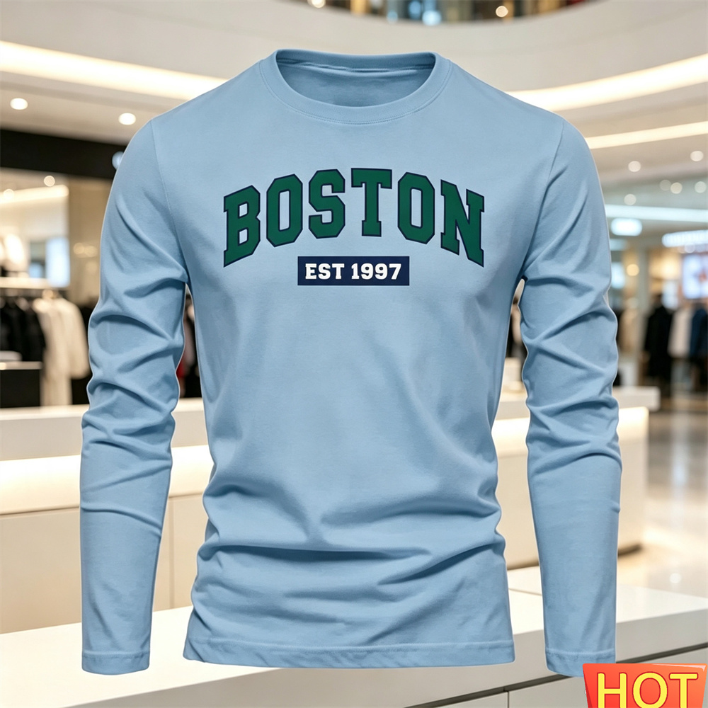 秋夏メンズ長袖 Tシャツレターパターンラウンドネック Tシャ - Men'S Fashion Designer のレビューと価格