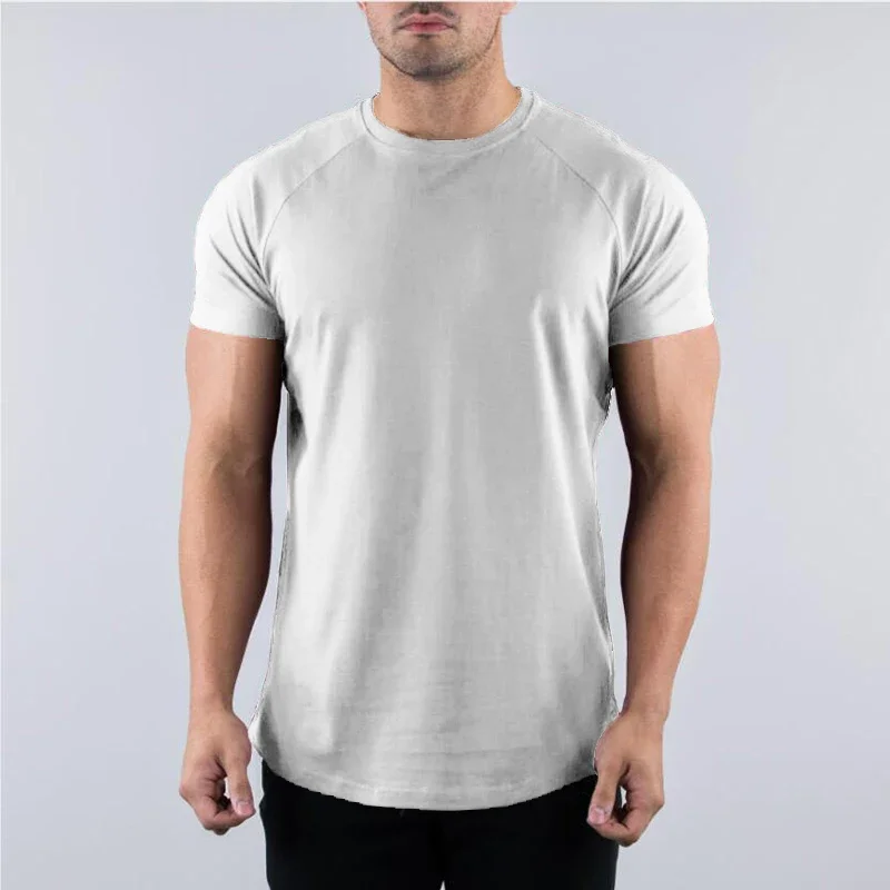 男性用半袖コットンTシャツ,通気性のある服,トレーニング,ジ - Muscle Tee Workout のレビューと価格