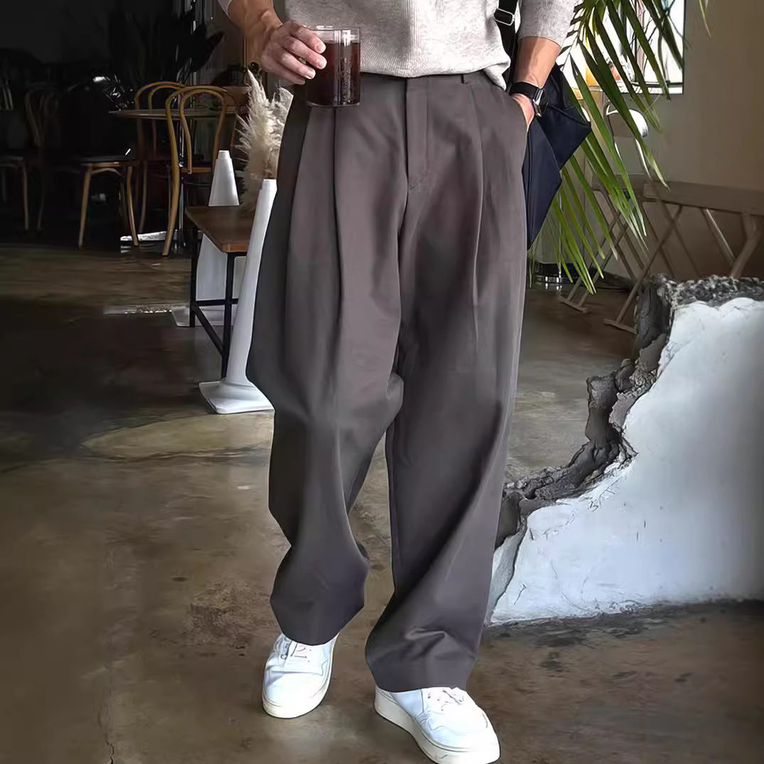 メンズダークグレーブラックソリッドカラーカジュアルビジネスト - Mens Fashion Dark Grey Pants のレビューと価格