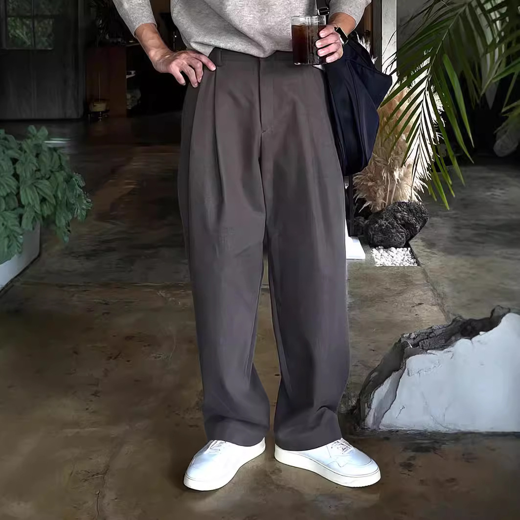 メンズダークグレーブラックソリッドカラーカジュアルビジネスト - Mens Fashion Dark Grey Pants のレビューと価格