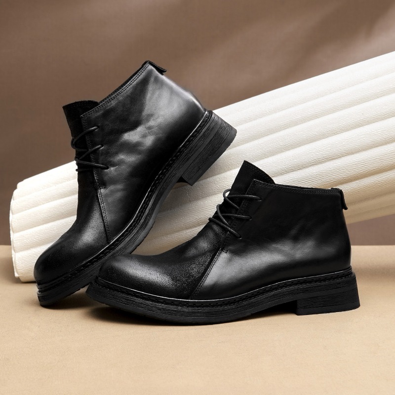ヴィンテージメンズ本革ブーツ高級手作り 2026 春秋ファッ - Men Fashion Vintage のレビューと価格