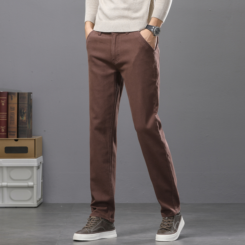 ビジネスカジュアル綿弾性メンズジーンズフィットストレートパン - Mens Fashion Dark Grey Pants のレビューと価格